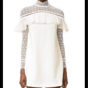 Self Portrait Military Cape Lace Dress White Size US 2